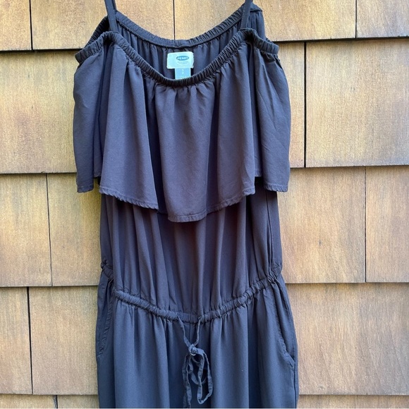 Old Navy Ruffled Off The Shoulder Black Ankle Length Jumpsuit Size Small - Picture 5 of 16